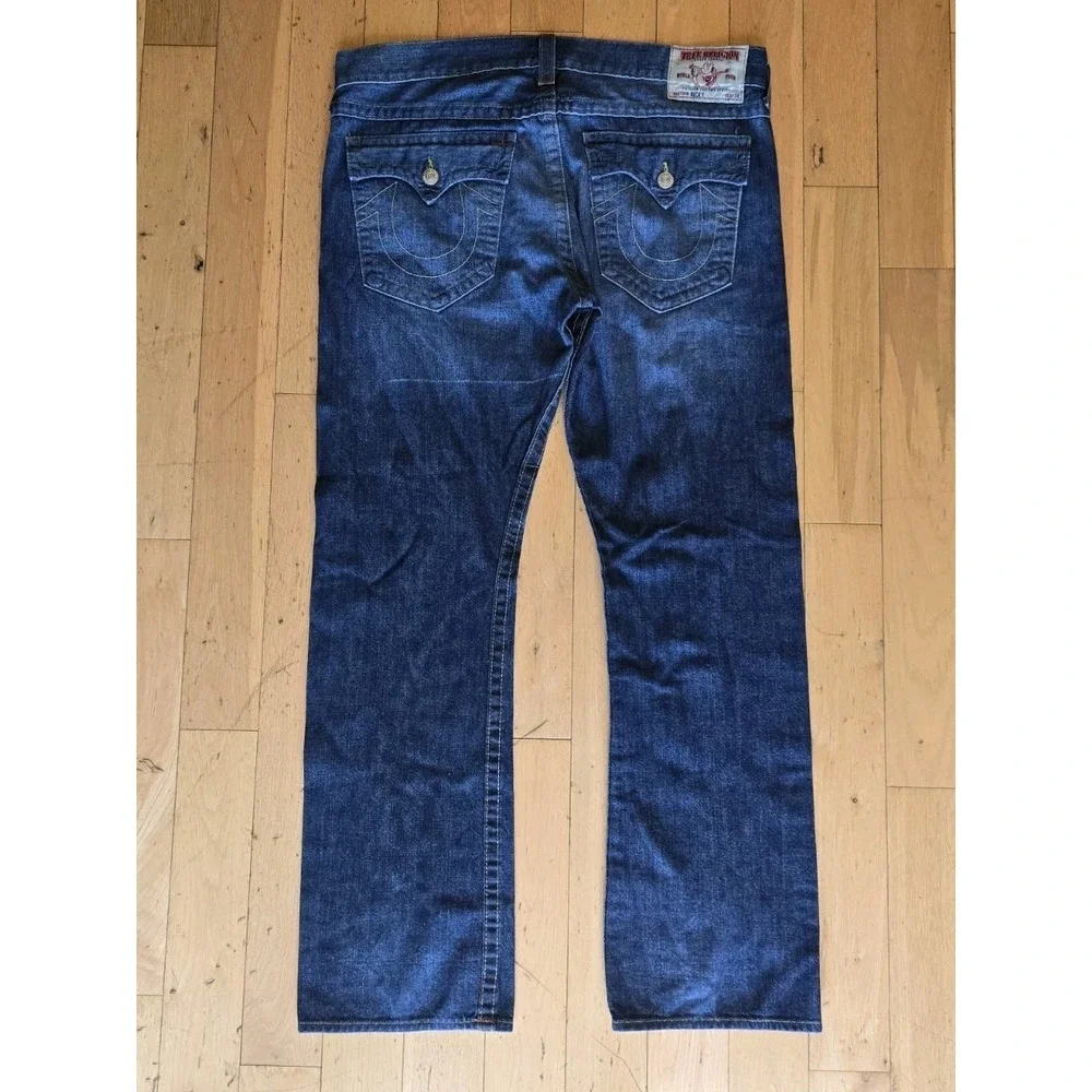 Vintage True Religion Jeans Men 40x34 Ricky Flap Denim Pants Made USA World Tour